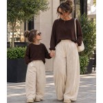 FW27-set (2 τεμαχίων)  Παιδικό Παντελόνι Κοτλέ & Μπλούζα Πλεκτή Νυχτερίδα
