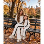 FW27-set (2 τεμαχίων)  Παιδικό Φόρμα Scuba Εκρού Δαντέλα