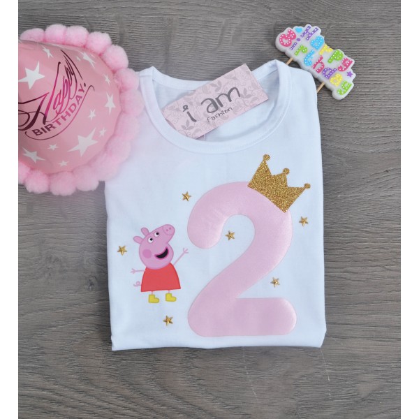Μπλούζα Birthday PEPA & Ροζ Νούμερο 