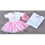 Μπλούζες (σετ 2 τεμαχίων) My First Birthday-Happy MomSilver Glitter & Σατέν Νούμερο για ΚΟΡΙΤΣΙ