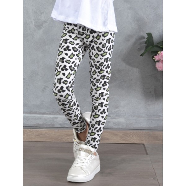 SS25 Παιδικό Κολάν Λύκρα Green White Leopard