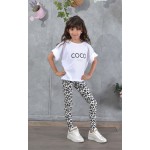 SS25 Παιδικό Κολάν Λύκρα Green White Leopard