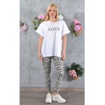 SS25-030 Κολάν Γυναικείο Λύκρα Print Green White Leopard