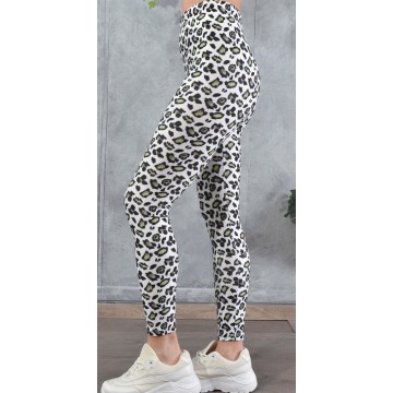SS25-030 Κολάν Γυναικείο Λύκρα Print Green White Leopard