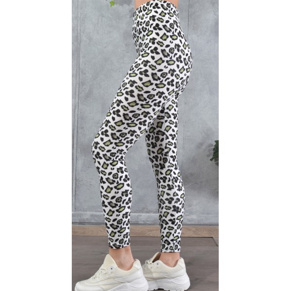 SS25-030 Κολάν Γυναικείο Λύκρα Print Green White Leopard