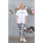 SS25-030 Κολάν Γυναικείο Λύκρα Print Green Blue Floral