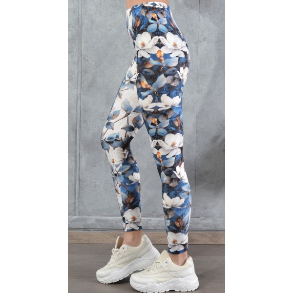 SS25-030 Κολάν Γυναικείο Λύκρα Print Green Blue Floral