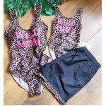 Μαγιό Ολόσωμο Σετ (3 τεμαχίων) Leopard Wild Mom-Girl & Ανδρικό Σορτς Μαγιό 