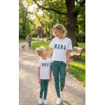 SS26 Set Γυναικείο & Παιδικό Κολάν Petrol Leopard και Μπλούζες Mama-Mama's Girl 
