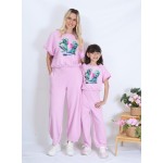 SS26-set (4 τεμαχίων) Γυναικεία & Παιδική Φόρμα Βαμβακερή Κοντομάνικη Greenallstars