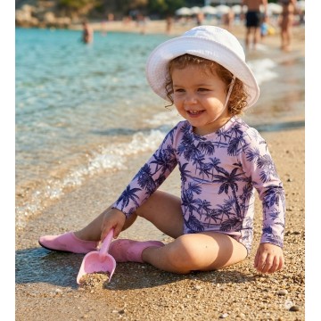 Ολόσωμο Μακρυμάνικο Μαγιό Παιδικο  Pink Φοίνικες