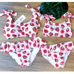 Μπικίνι Σετ Strawberries με Βολάν (2 τεμάχια: γυναικείο+παιδικό)