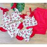 Μπικίνι Σετ (3 τεμαχίων) Cherry Γυναικείο & Παιδικό με Βολάν-Ανδρικό Κόκκινο