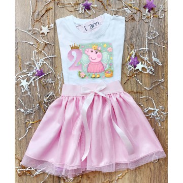 Birthday Σετ 2 τεμαχίων Μπλούζα Peppa flowers-Αριθμό Ηλικίας & Τούτου 