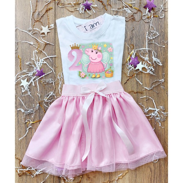 Birthday Σετ 2 τεμαχίων Μπλούζα Peppa flowers-Αριθμό Ηλικίας & Τούτου 