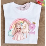 Birthday Σετ 2 τεμαχίων Μπλούζα Princess-Rainbow-Αριθμό Ηλικίας & Τούτου 