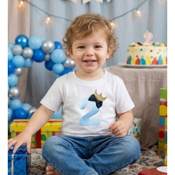 Birthday Μπλούζα Νούμερο Κορώνα Χρυσή Αγόρι