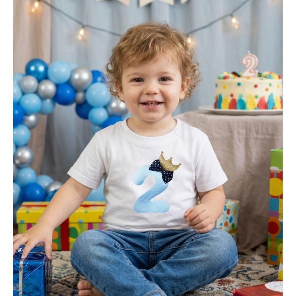 Birthday Μπλούζα Νούμερο Κορώνα Χρυσή Αγόρι