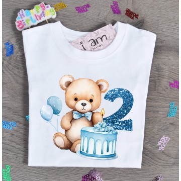 Birthday Μπλούζα Παιδική Αρκουδάκι Μπαλόνια Αγόρι