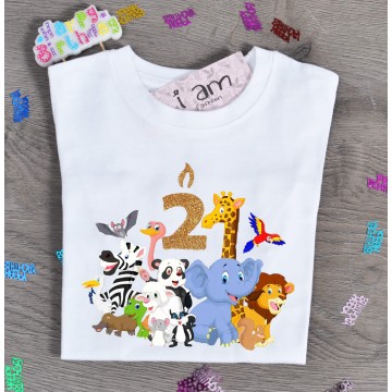 Birthday Μπλούζα Παιδική Ζωάκια Της Ζούγκλας