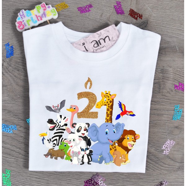 Birthday Μπλούζα Παιδική Ζωάκια Της Ζούγκλας