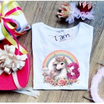 Σετ (2 τεμαχίων) Μπλούζα  Παιδική Unicorn Flowers & Τουτού Φιόγκο Σατέν Ποδόγυρο